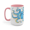 Blue Octopus Ink Art Two-Tone Coffee Mugs 15Oz Mug