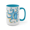 Blue Octopus Ink Art Two-Tone Coffee Mugs 15Oz Mug