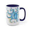 Blue Octopus Ink Art Two-Tone Coffee Mugs 15Oz Mug