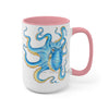 Blue Octopus Ink Art Two-Tone Coffee Mugs 15Oz / Pink Mug