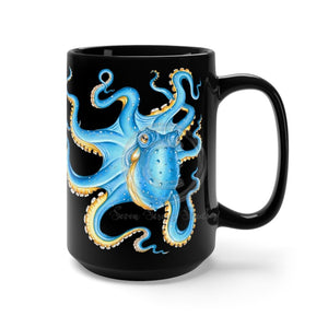Blue Octopus Ink Black Mug 15Oz