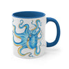 Blue Octopus Ink On White Art Accent Coffee Mug 11Oz /