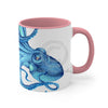Blue Octopus Ink On White Art Accent Coffee Mug 11Oz