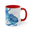 Blue Octopus Ink On White Art Accent Coffee Mug 11Oz