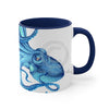 Blue Octopus Ink On White Art Accent Coffee Mug 11Oz