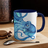 Blue Octopus Ink On White Art Accent Coffee Mug 11Oz