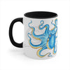 Blue Octopus Ink On White Art Accent Coffee Mug 11Oz