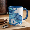 Blue Octopus Ink On White Art Accent Coffee Mug 11Oz