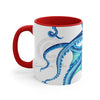 Blue Octopus Ink On White Art Accent Coffee Mug 11Oz