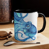 Blue Octopus Ink On White Art Accent Coffee Mug 11Oz