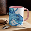 Blue Octopus Ink On White Art Accent Coffee Mug 11Oz