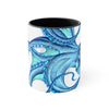 Blue Octopus Ink On White Art Accent Coffee Mug 11Oz Black /