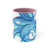 Blue Octopus Ink On White Art Accent Coffee Mug 11Oz Pink /