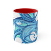 Blue Octopus Ink On White Art Accent Coffee Mug 11Oz Red /