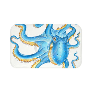 Blue Octopus Kraken Ink Nautical Art Bath Mat 34 × 21 Home Decor