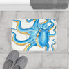 Blue Octopus Kraken Ink Nautical Art Bath Mat Home Decor