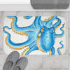 Blue Octopus Kraken Ink Nautical Art Bath Mat Home Decor