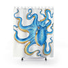 Blue Octopus Kraken Ink Nautical Art Shower Curtain 71 × 74 Home Decor