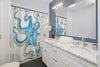 Blue Octopus Kraken Ink Nautical Art Shower Curtain Home Decor