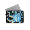 Blue Octopus Kraken On Black Art Laptop Sleeve
