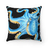 Blue Octopus Kraken Tentacles Black Watercolor Nautical Art Square Pillow 14 × Home Decor