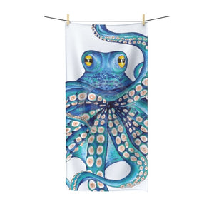 Blue Octopus Kraken Tentacles Ink White Polycotton Towel 30 × 60 Home Decor