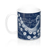 Blue Octopus Map Nautical Watercolor Art Mug 11Oz