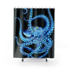 Blue Octopus On Black Shower Curtain 71X74 Home Decor