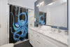 Blue Octopus On Black Shower Curtain Home Decor