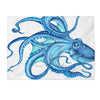 Blue Octopus Teal Ink On White Art Velveteen Plush Blanket 30 × 40 All Over Prints