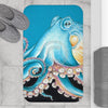 Blue Octopus Tentacles Black Ink Art Bath Mat Home Decor