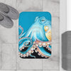 Blue Octopus Tentacles Black Ink Art Bath Mat Home Decor