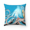 Blue Octopus Tentacles Black Ink Art Square Pillow Home Decor
