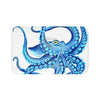 Blue Octopus Tentacles Dance White Bath Mat Large 34X21 Home Decor