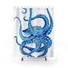Blue Octopus Tentacles Dance White Shower Curtain 71X74 Home Decor