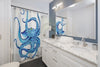 Blue Octopus Tentacles Dance White Shower Curtain Home Decor
