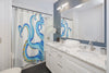 Blue Octopus Tentacles Ink Art Shower Curtains Home Decor