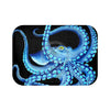 Blue Octopus Tentacles On Black Bath Mat Small 24X17 Home Decor