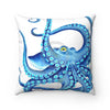 Blue Octopus Tentacles On White Ink Art Square Pillow 14X14 Home Decor