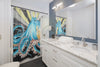Blue Octopus Tentacles Retro Ink Art Shower Curtain Home Decor