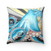 Blue Octopus Tentacles Retro Ink Art Square Pillow Home Decor
