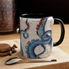 Blue Octopus Tentacles Vintage Map Accent Coffee Mug 11Oz