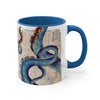 Blue Octopus Tentacles Vintage Map Accent Coffee Mug 11Oz /