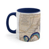 Blue Octopus Tentacles Vintage Map Accent Coffee Mug 11Oz