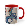 Blue Octopus Tentacles Vintage Map Accent Coffee Mug 11Oz
