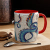 Blue Octopus Tentacles Vintage Map Accent Coffee Mug 11Oz