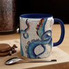 Blue Octopus Tentacles Vintage Map Accent Coffee Mug 11Oz