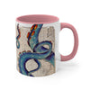 Blue Octopus Tentacles Vintage Map Accent Coffee Mug 11Oz