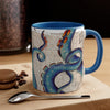 Blue Octopus Tentacles Vintage Map Accent Coffee Mug 11Oz