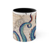 Blue Octopus Tentacles Vintage Map Accent Coffee Mug 11Oz Black /